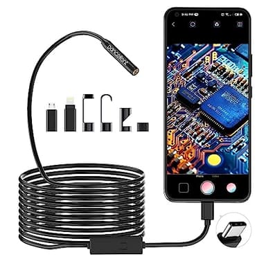 Pancellent 1920P HD Endoscopio de Inspección de Serpiente, Boroscopio Tipo C, Cámara de Alcance con 8 Luces LED para Smartphone Android e iOS, iPhone, iPad, Samsung (16.5 Pies/5 M)