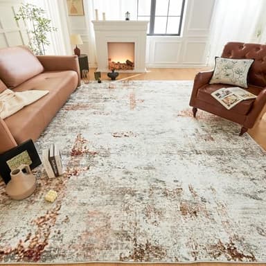 Guchuang Bedding Alfombra de salón dormitorio 150 x 210 cm lavadora alfombra lavable alfombra antideslizante moderna alfombra abstracta para comedor y balcón, marrón