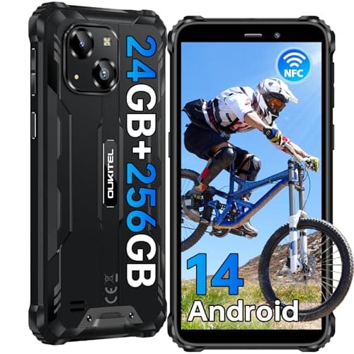 OUKITEL WP32 Pro Telefono Movil Resistente Android 14, 24(6+18) GB RAM+256GB ROM/1TB Movil Irrompible, 6300mAh Batería Móvil Rugerizado, 20MP Cámara, 6.0” HD Dsiplay Moviles, IP68/4G Dual SIM/NFC/OTG