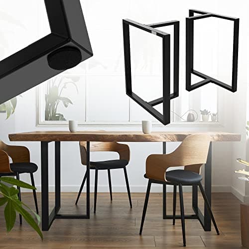 ML-Design Set 2X Base de Mesa en T 60 x 72 cm Soporte Negro Mate de Metal Acero Recubierto de Polvo Bastidor para Escritorio Pata para Consola Sostén para Tablero Pie Armazón Diseño Industrial