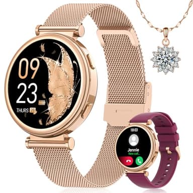 SWGOTA Reloj Inteligente Mujer con Llamadas, 1.27'' HD Smartwatch Mujer con Función Femenina 24H Pulsómetro SpO2 Sueño, 120+ Modos Deportivos Calorías IP68 WhatsApp Android iOS, Regalos Mujer Oro Rosa