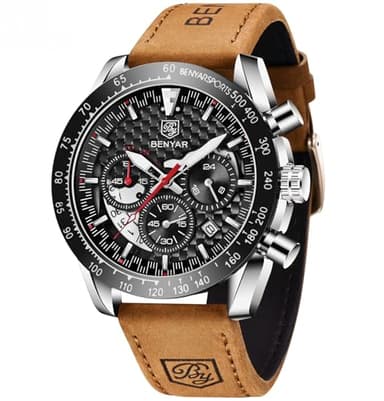 BY BENYAR Relojes Hombre Cuarzo cronógrafo Impermeable Business Casual Deporte Reloj de Pulsera