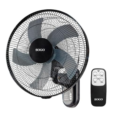 Sogo Ventilador de Pared 16″ con Mando a Distancia, 3 Modos y Velocidades, Oscilación, Temporizador 7.5 Horas, Silencioso, Potente y Eficiente (SS-21325)