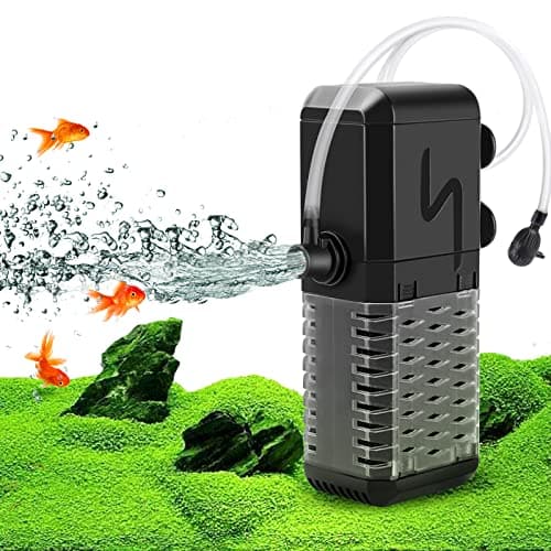 AQQA Filtro Acuario, Ultra-Silencioso 600L/H Filtros Internos para Acuarios Apto para Acuario 200L Peces y Tortugas (6W)