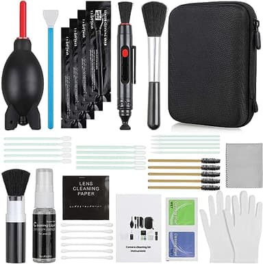 71 en 1 Kits Limpieza Cámara Reflex Profesional para Cámaras Réflex y Lente Optica Cámaras Digitales DSLR Rebel EOS,Olympus,Carcasa Impermeable para Cámaras,Computadora,Teléfono Negra