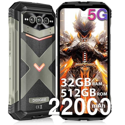 DOOGEE VMAX Pro Telefono Movil Irrompible 5G, 32GB RAM 512GB ROM(TF 2TB) 22000mAh 33W 4G Dual SIM, Móvil Resistente Android 14, 6.58" FHD+ 120Hz, Cámara 108MP+Visión Nocturna, NFC/Huella/WiFi6/OTG/GPS