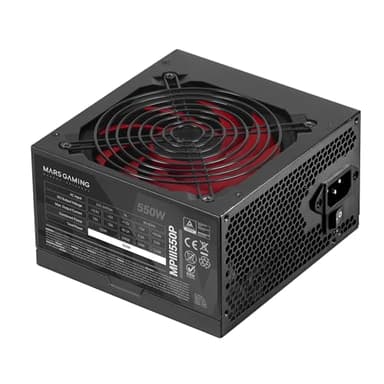 MARS GAMING MPIII550P, Fuente Alimentación PC ATX 550W, 5 Años de Garantía, 85% Eficiencia, Sistema Digital APFC, Ventilador FDB 120mm AI-RPM, Tecnol