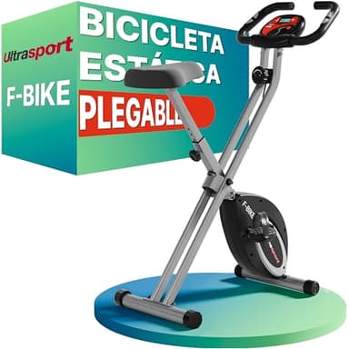 Ultrasport F-Bike Bicicleta Estática Plegable hasta 130 KG, Extra Silencioso con Sillín de Confort Ajustable I Bici Estática Plegable Indoor, Bicicletas Estáticas (Negro-Plata)