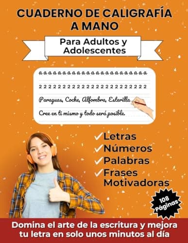 Cuaderno De Caligrafía A Mano Para Adultos Y Adolescentes: Domina el arte de la escritura a mano con Pauta Montessori y mejora tu caligrafía fácil y rápido cada día.