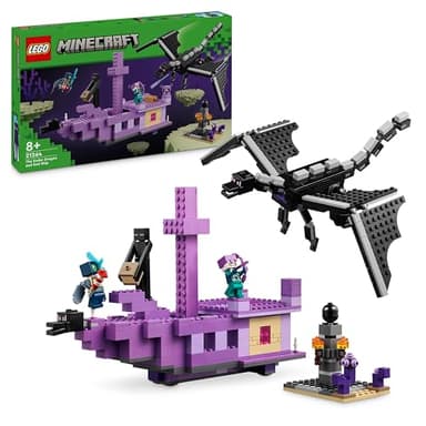 LEGO Minecraft El Dragón Ender y el Barco del End de Juguete de Construcción, Juego de Aventuras con Armas, Regalo Gamer para Niños y Niñas de 8 Años o Más, Figura de Explorador 21264
