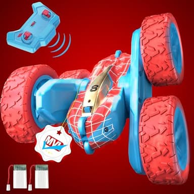 Glückpa Coche Teledirigido Niños 3 4 5 6 años,Juguetes Niños 2 3 4 5 6 7 8 9 años,2.4Ghz Coche RC con Batería Recargable/Luces,Regalo Niño Niña 3-14 años,Coches Teledirigidos para Niños,RC Stunt Car