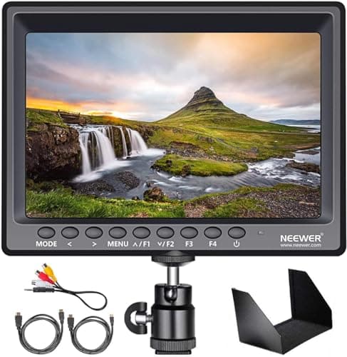 Neewer F100 7" 1280x800 IPS Pantalla Monitor de Campo de Cámara Soporte 4k Entrada Video HDMI para DSLR Cámara sin Espejo Sony A7S II A6500 Panasonic GH5 Canon 5D Mark IV y más (Batería no incluida)