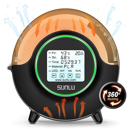 SUNLU Official Filamento Dryer S2 with Fan, 360° Calefacción Integral Secador Filamento 3D, 70℃ Temperatura Máxima Secado Eficiente, Caja Secadora de Filamento 3D PLA PETG ABS PA PC SUNLU S2, (Negro)