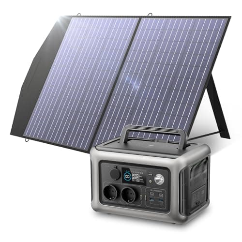 ALLPOWERS Generador Solar R600, 299WH LiFePO4, 2 Pilas de 600 W (Punta de 1200 W), Salida CA, estación de alimentación portátil con Panel Solar de 100 W, Fuente de alimentación móvil