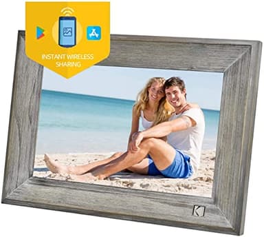KODAK Marco de Fotos Digital 10 Pulgadas WiFi Clásico de Madera Marcos Digitales, 1280x800 IPS Pantalla Táctil, Marco de Imagen Electrónico con 32GB Memoria, Comparta Fotos o Videos a través de la App
