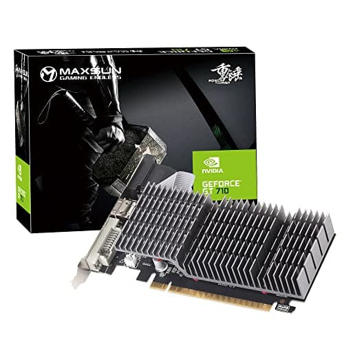 MAXSUN NVIDIA GeForce GT 710 Tarjeta Grafica 2gb - Tarjeta gráfica GPU (Pasivo, bajo Perfil, bajo Consumo, VGA, DVI-D, HDMI, GDDR3, HTPC, Sistema de refrigeración pasiva silenciosa sin Ventilador)