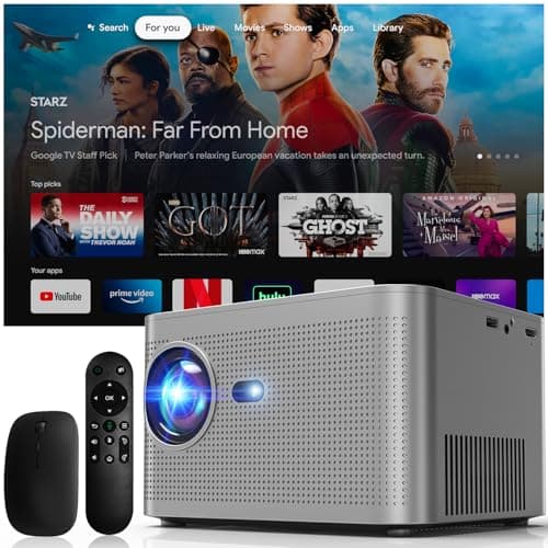 Proyector Portátil 4K 800 ANSI 3000 Lumens, WiFi 6, BT5.2, Enfoque Auto/Keystone, Asistente Voz, HDMI/TV Stick/TV Box/Móvil/USB/PS5/Laptop/Rotation, con Cable HDMI y Ratón Gris
