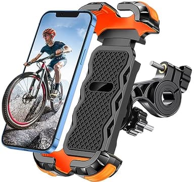 Glangeh Soporte Movil Bicicleta Universal, 360° Rotación Soporte Movil Moto para Manillar, Anti Vibración y Cierre Seguro Soporte Móvil Moto Compatible con iPhone y Otro 4.7-6.8" Móvil