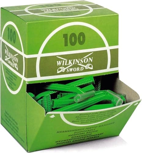 Wilkinson Sword Hospital - Caja de 100 Cuchillas de Afeitar unisex, verdes, de Acero aleado, Desechables con Caja Dispensadora Aptas para Uso Pre-Operatorio en Hospitales y Centros Sanitarios