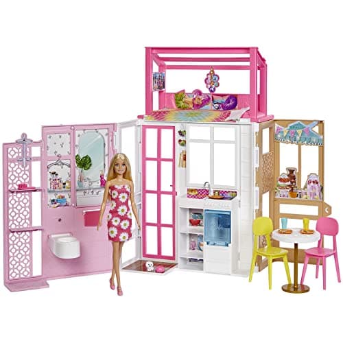 Barbie con apartamento Casa de muñecas con una Figura, Muebles y Accesorios, Regalo +3 años (Mattel HHY40)