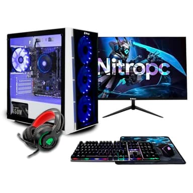 NitroPC - Pack Bronze | PC Gaming Completo (AMD Ryzen 5 4650G 6/12 4.2GHz, RX Vega 7, RAM 16GB, M.2 1TB, Windows 11 | WiFi, Monitor 24", Teclado, ratón, Auriculares) Ordenador sobremesa