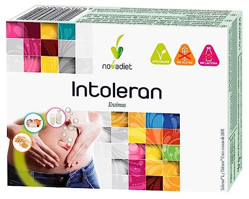 Novadiet - INTOLERAN Comprimidos con Enzimas - Mejora la Digestión de Gluten, Lactosa y Alimentos Vegetales - Favorece la Salud Digestiva - 30 Comprimidos Recubiertos