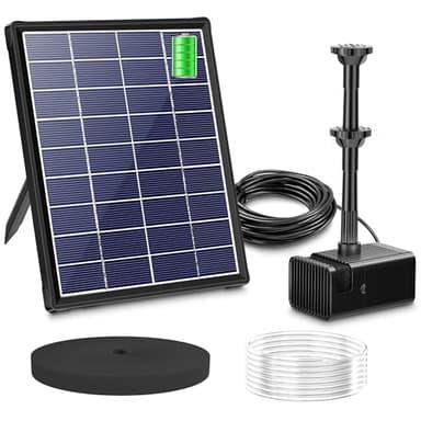 Biling Fuente solar de 6 W para exteriores con batería de 3000 mAh, bomba solar para estanque con batería, bomba de agua solar con batería, fuente flotante para fuente solar, fuente de agua, fuente
