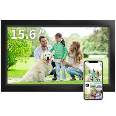 Veidoo Marco de fotos digital WiFi grande de 15.6 pulgadas con pantalla táctil IPS de 1920 x 1080, memoria integrada de 32 GB, rotación automática y montaje en pared, marco digital para compartir