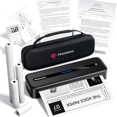 Phomemo M832 Kit Impresora Térmica, Impresora Inalámbrica Portátil Bluetooth Compatible con Smartphones y Portátiles, con Maletín de Transporte y 4 Rollos de Papel Térmico, Negro