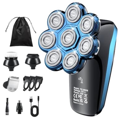 Afeitadora Electrica Hombre, Afeitadora Cabeza Hombre 8D,Maquina Afeitar Cabeza en Húmedo y Seco Afeitar Cabeza Rostro - IPX6 Impermeable Rotativa Recortadora De Barba Hombre.