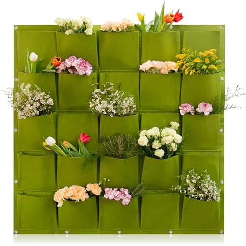 8RAIN8 Jardín Vertical Decoracion Pared con Plantas Suculentas - Jardinera Interior Exterior Huerto Urbano - Decoracion Pared con Macetas Colgantes - Maceta Vertical Bolsa de Cultivo 25 Bolsillos