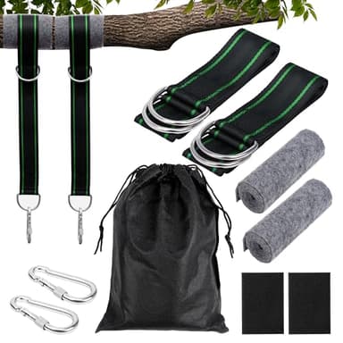 Belle Vous Correas para Hamacas de Arbol - 2X Cinchas y 2X Mosquetones - Hamaca Colgante Adulto o Silla Infantil - Cuerda Soporte para Columpio hasta 900 kg - Accesorios de Camping
