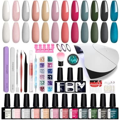 Phoenixy Kit Uñas Semipermanentes con U V/LED Lámpara 12 Colores Uñas Semipermanentes Kit Completo con Base y Mate Top Coat Set Manicura Semipermanente para Principiantes