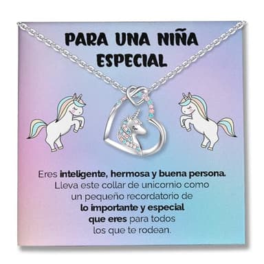 SOFIA FERRER Regalo Niña 10 Años, Colgante De Unicornio, Regalos Niña 7, 8, 9, 10, 11, 12 Años, Collar Niñas Plata De Ley, Regalo Original Para Niñas, Navidad, Reyes (Recordatorio)