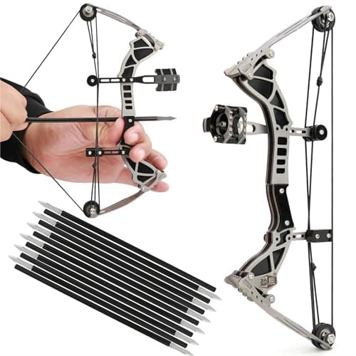 wolfman 9.5" Mini Arco Compuesto y Flechas para Tiro Al Blanco Juegos de Caza Arco de Bolsillo Arco de Supervivencia RH/LH Tiro con Arco Regalo (con 12 Flechas)