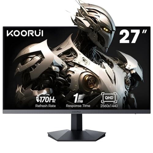 KOORUI Gaming Monitor 27 Pulgadas, QHD 2560 x 1440 PC Pantalla con tecnología Adaptive-Sync (IPS Panel, 170Hz, 1ms, DCI-P3 90%, Gsync Compatibilidad, 2xHDMI, VESA, DisplayPort, inclinación Ajustable)
