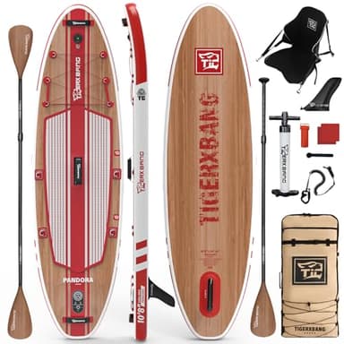 TIGERXBANG Tabla Paddle Surf Hinchable, Padel Surf | 330 x 86 x 15 cm | Con Accesorios Premium, Tablas de Paddleboard Extra Anchas Para Adultos y Niños - Colección Pandora
