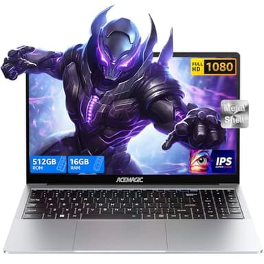 ACEMAGIC Ordenador Portátil,Nuevo Procesador lntel N97(Más rápido Que N100/N95),15,6 Pulgadas Portátil,16GB DDR4 512GB SSD Expansión 2TB,1920 * 1080, Gris Portátil WiFi,BT5.0,2024 (Plata)