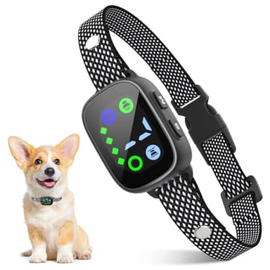PcEoTllar Collar Antiladridos Perros, Collares Antiladridos para Perros Recargable, Detección Inteligente de Ladridos con Vibración/Sonido/Sonido más Vibración, Sensibilidad Ajustables, Negro