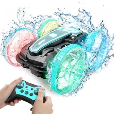 Korffe - Coche teledirigido Todoterreno, 4 WD 360 °Rotación 2,4 GHz RC Coche Todo Terreno, Impermeable, Stunt Car Offroad Juguete para niños, niño, Regalo de cumpleaños de Navidad para niña, 8 – 12