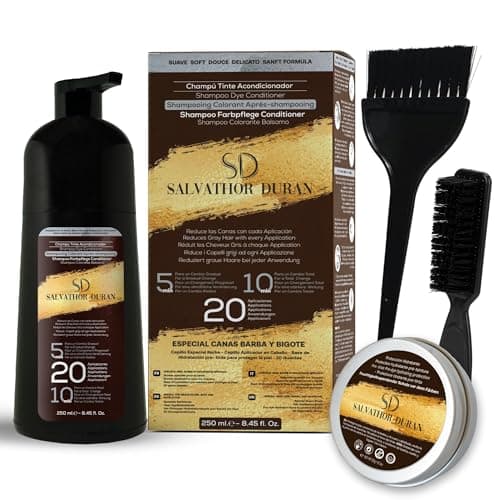 Tinte Barba Hombre - Tinte Barba - Champu Anticanas Hombre - 20 Aplicaciones - Con Protector de Barba - Salvathor Duran - 250 ml.