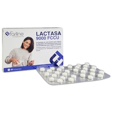 LACTASA 9000 FCCU Farline | Enzima intolerantes a la lactosa | Mejora la Digestión de Lácteos | Farmacia | 60 comprimidos