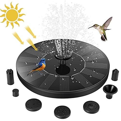 Jsdoin Fuente Solar Jardin Exterior, Bomba de Estanque Solar y 7 Boquillas, para Baño de Pájaros, Pecera, Estanque Decoración de Jardín Fuentes
