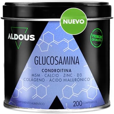 Glucosamina Condroitina MSM - 200 comprimidos XL - Colágeno, Ácido Hialurónico, Zinc, Calcio y Vitamina D3 - Antiinflamatorio Natural - Para Huesos y Articulaciones - Libre de plástico