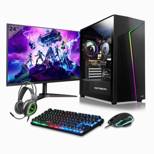 VolttierPC - PC Gaming Completo AMD Ryzen 5 5600GT | Radeon Vega 7 | 16GB DDR4 | 512GB M.2 SSD | WiFi 6 + Bluetooth 5.2 | Windows 11 Pro | Monitor 24" 100Hz | Pack Teclado y Ratón | PC Gamer