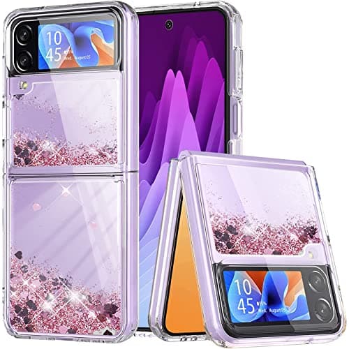 Yutwo Funda Compatible con Samsung Galaxy Z Flip 4 5G, Glitter Liquida Transparente Case Silicona TPU Antichoque Niñas Mujeres Brillante Arena Movediza Carcasa Samsung Z Flip 4 5G.