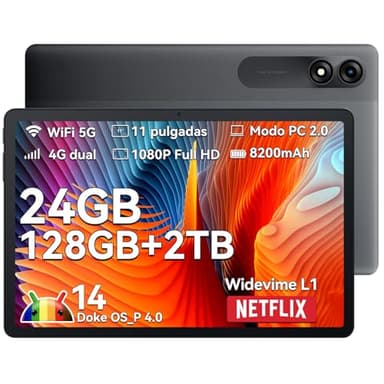 Blackview Tab 90 Tablet 11 Pulgadas, 24GB RAM +128GB ROM/TF 2TB Tablet Android 14, Dual 4G LTE & 5G WiFi, Widevine L1, Octa-Core Gaming Tablets, 8200mAh, BT5.0, Doble Cámara 13MP+8MP, Face ID