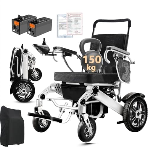 WEYRAL 40km Sillas de Ruedas Eléctrica Para Adultos, ligera, alcance de 40 km, Silla de Ruedas Eléctrica plegable, silla de ruedas eléctrica para todo terreno, capacidad de carga de 150 kg