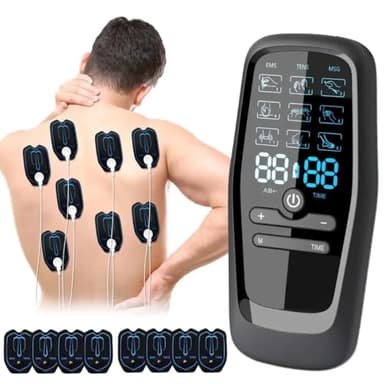 Lvozize Estimulador Muscular Electrónico Digital, 8 Electrodos Tens Electroestimulador USB Recargable Pantalla LCD, 2 Canales, Electroestimulador Muscular para Aliviar Dolor Muscular