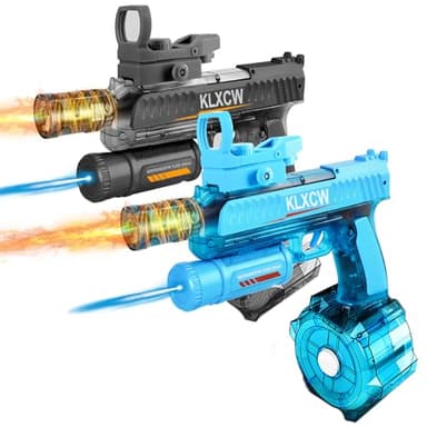 IEEILULU Pistola de Agua Electronica, Electric Water Gun con Luz, Pistola de Agua Automática de 750 mL, Batería Doble Recargable, Verano (Azul+Negro)